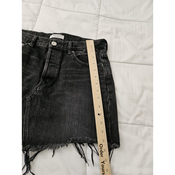 Moussy Vintage Mini Skirt Womens 29 Black Distressed Button Fly Denim Boho Beach - Picture 8 of 9